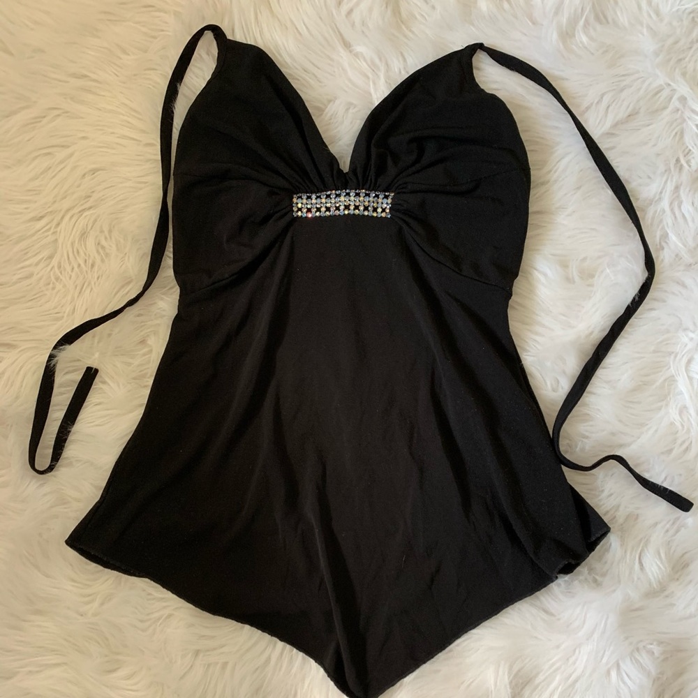 Jessica McClintok handkerchief hem top/embellished